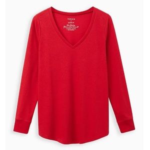 TORRID GIRLFRIEND SIGNATURE JERSEY V-NECK LONG SLEEVE TEE